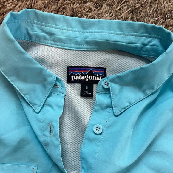 women’s patagonia lightweight long sleeve blue button front shirt size small - Picture 2 of 6